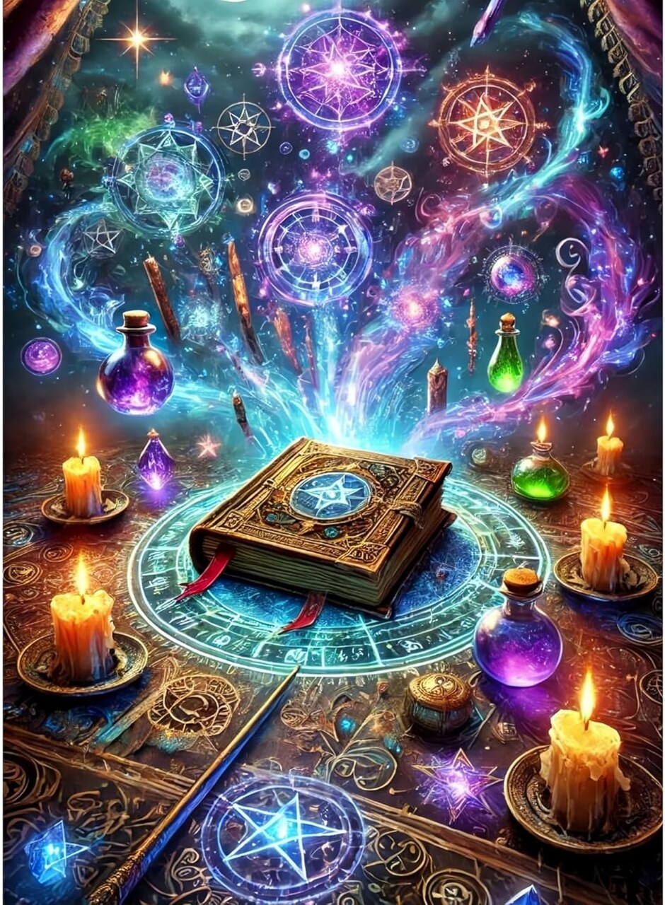 Halloween Diamond Painting Kits for Adults – Magic Book 5D Full Drill Diamond Art Kit for Beginners, DIY Diamond Painting for Home Wall Décor, 12 x 16 Inch (BK060) 16 x 12 x 0.3 inches